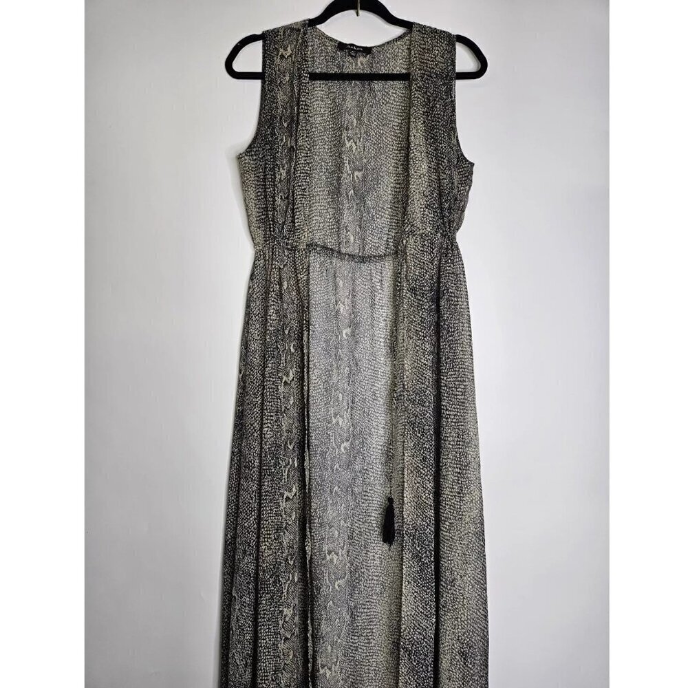 Aakaa Womens Duster Kimono Animal Print Long Size M Sheer